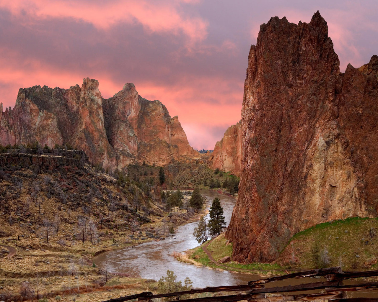 canyon, river, tree, mountain, water