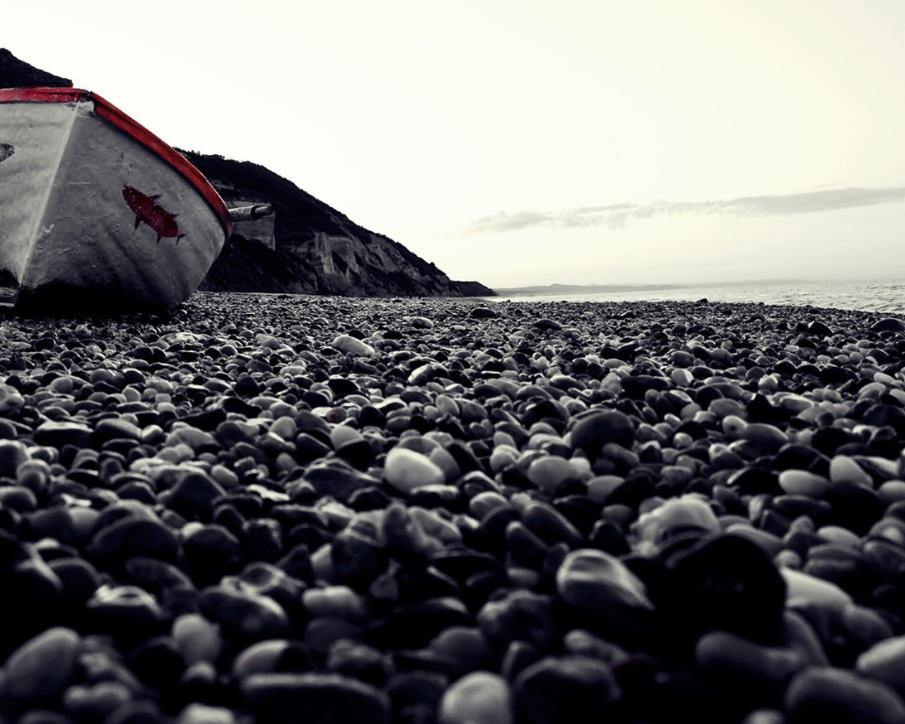 boat, old, beach, rocks, sand, ocean