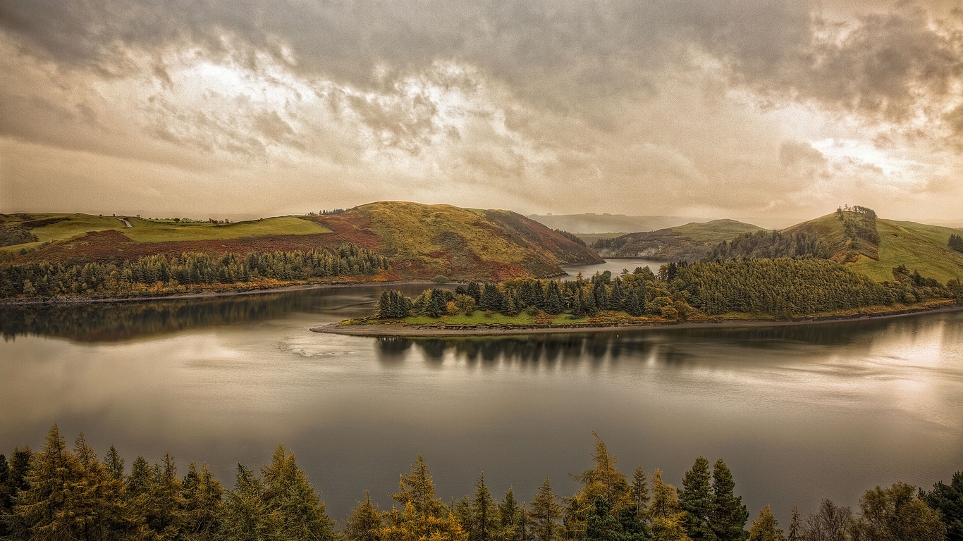 river, delta, hills, water, mountain