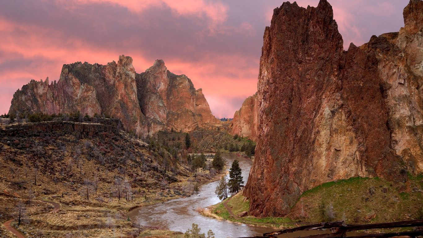 canyon, river, tree, mountain, water