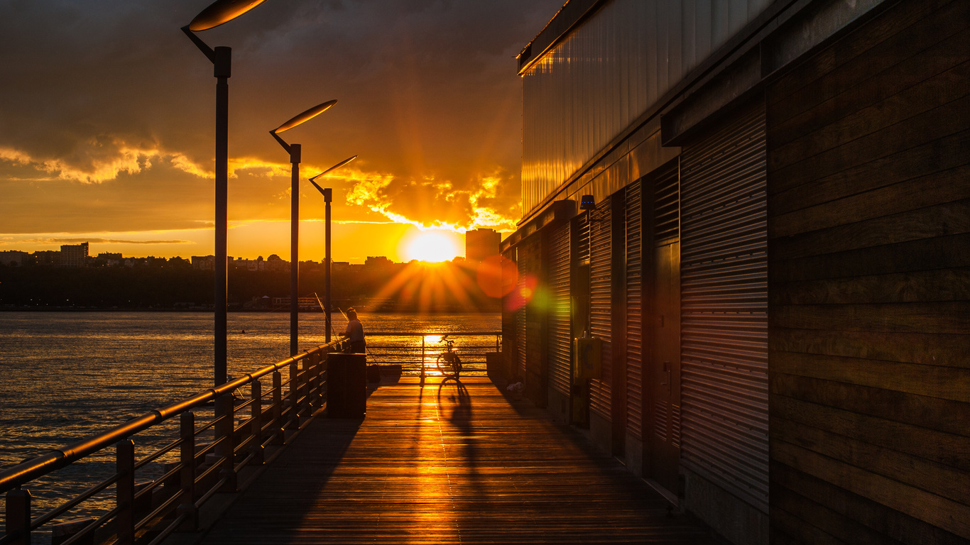 , , , , , , , , , , , , city, evening, sky, sunset, sun, clouds, sea