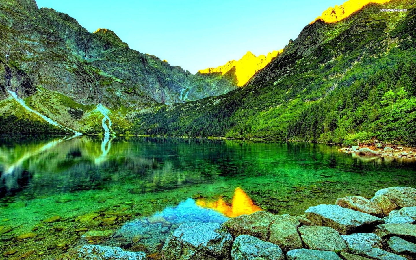 emerald, lake, mountain, water, tree, sky, naturals