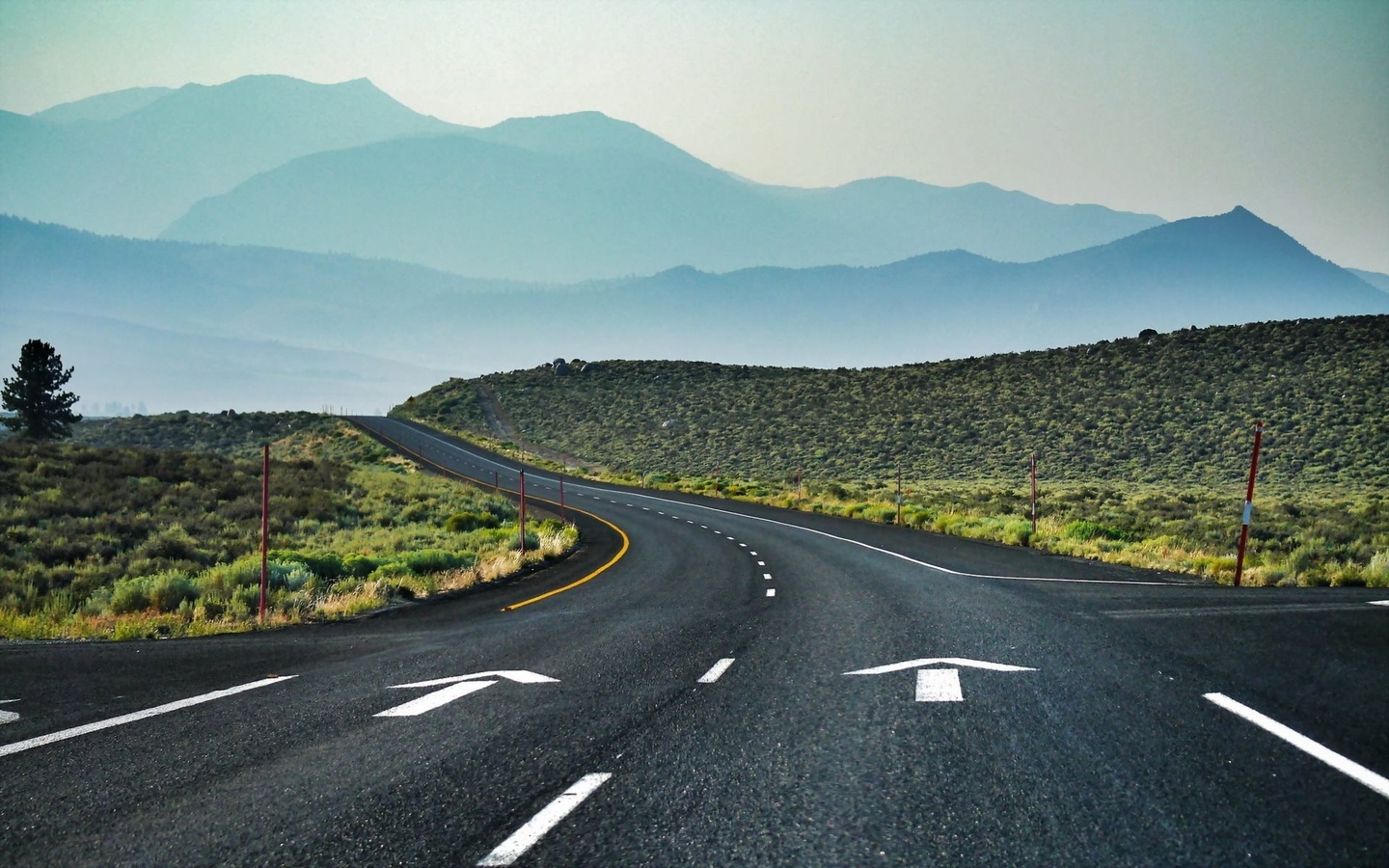 higway, road, mountain, sky