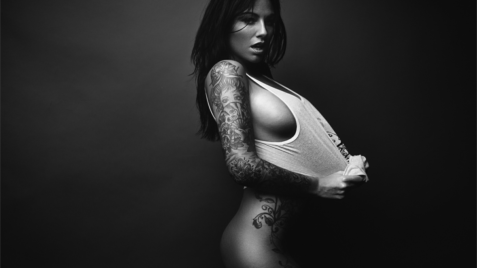 girl, brunette, arm, tattos, look, sexy, beauty