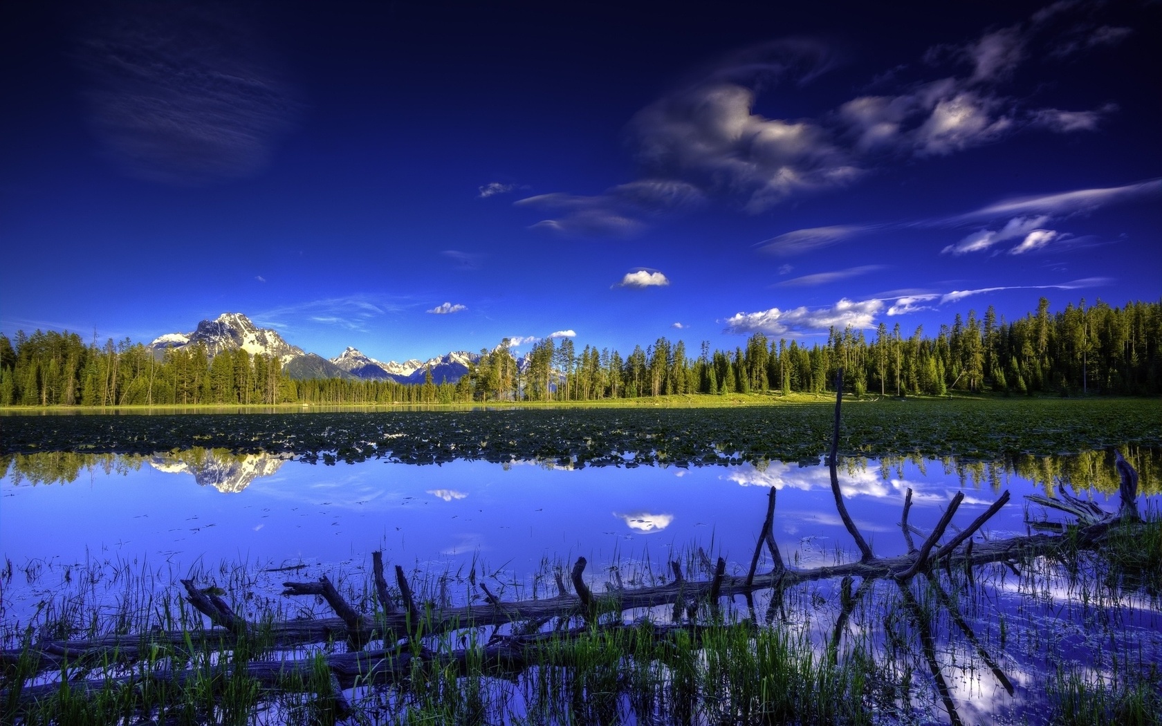 lake, mountain, tree, forest, water, sky, blue, beautiful