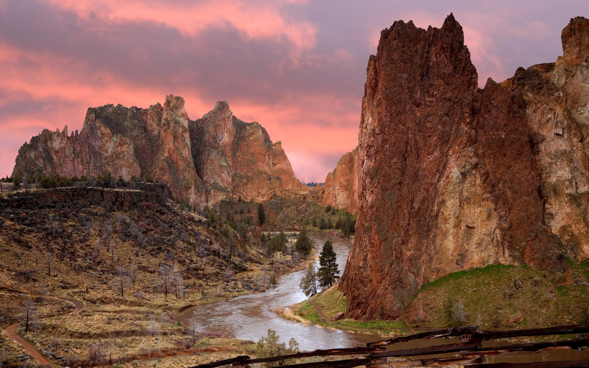 canyon, river, tree, mountain, water