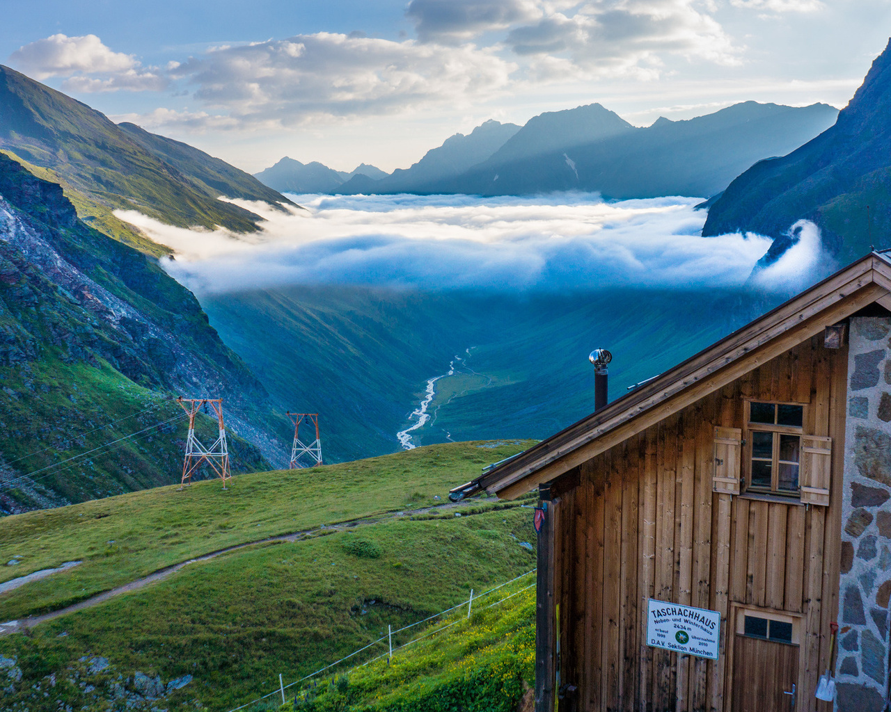 alpes, mountain, lake, cottage