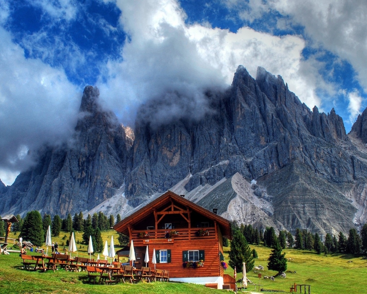 mountain, grass, green, grass