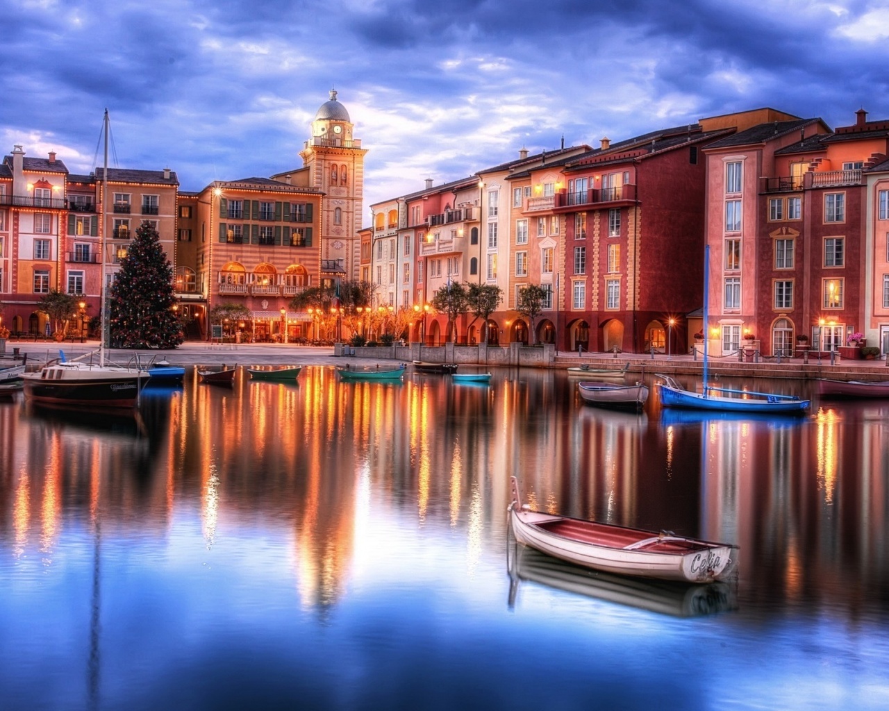 orlando, florida, usa, city, night, lights, reflextion, water