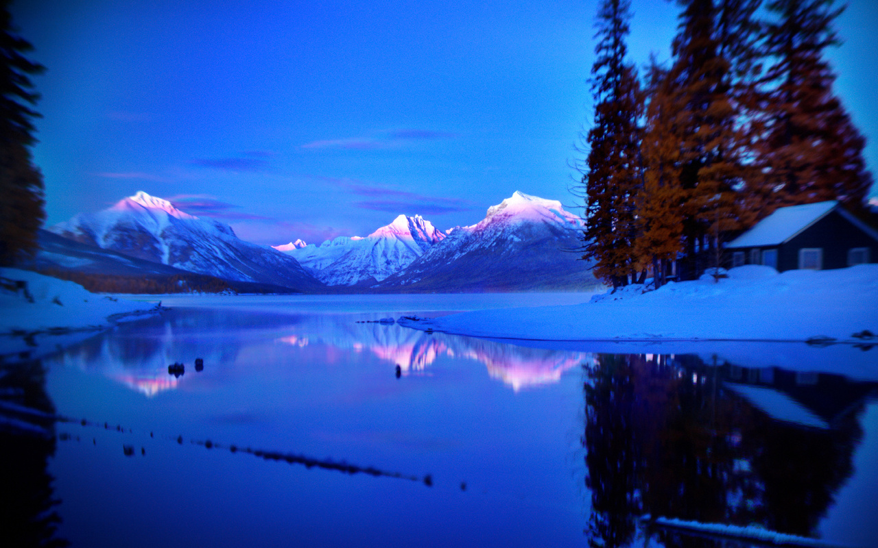 lake, mountain, tree, forest, water, sky, blue, beautiful