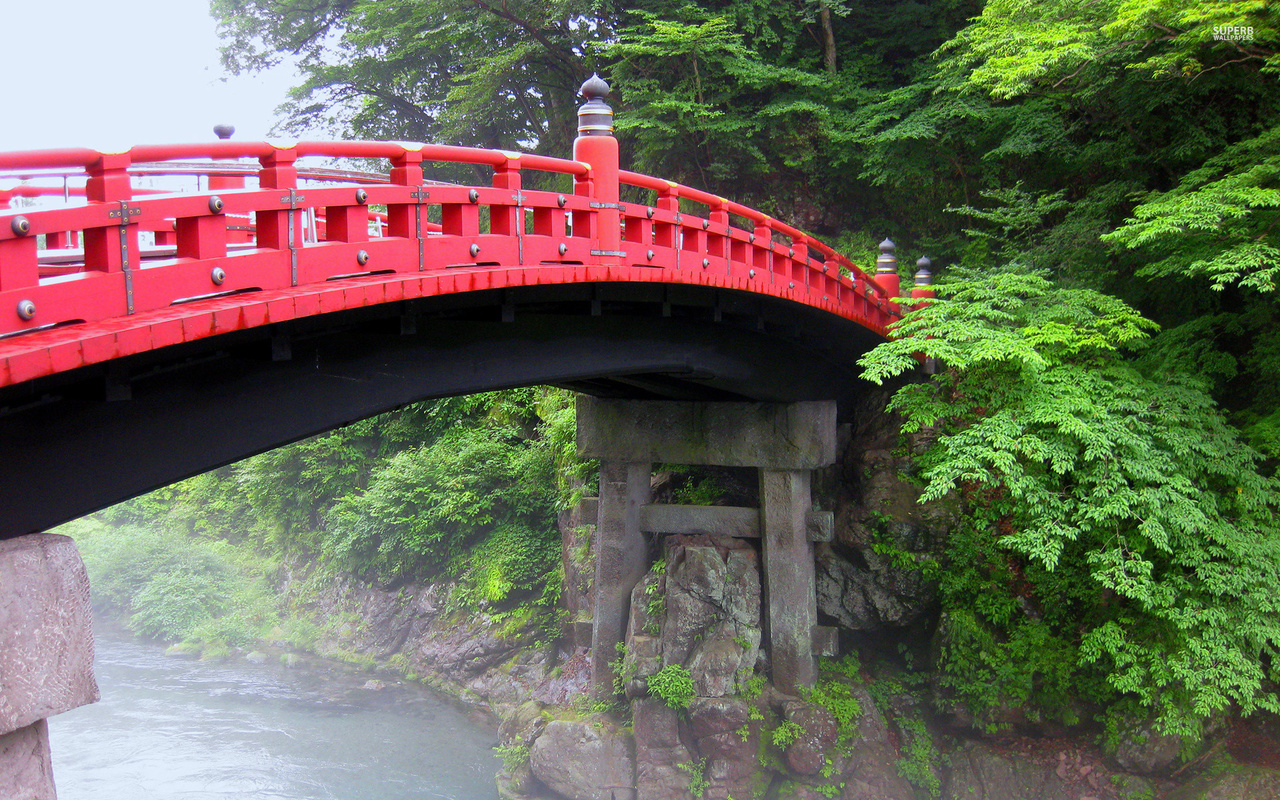 futarasan, bridge, river, forest