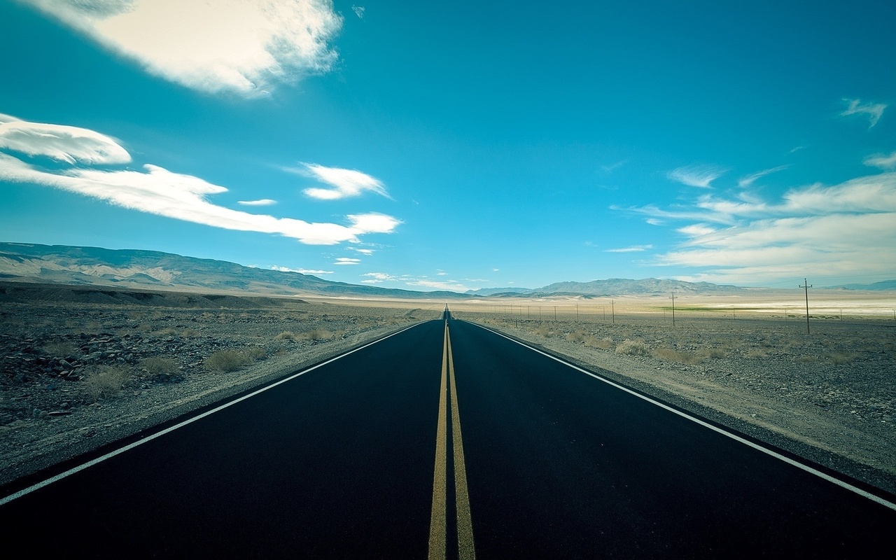 highway, desert, road, mountain