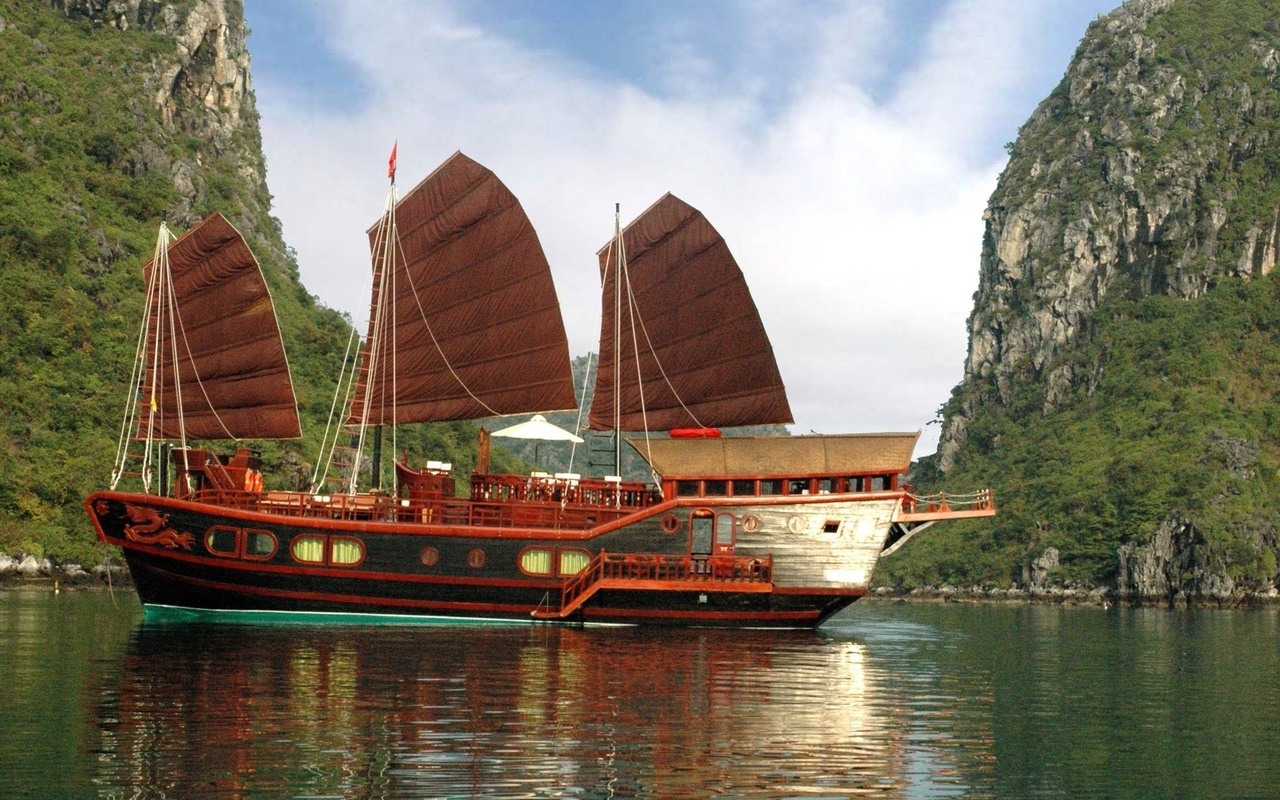 ha long bay, vietnam, water, mountain, asia, boats