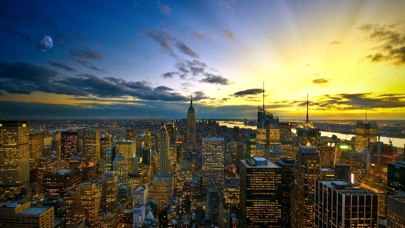 new york, usa, buildings, lights