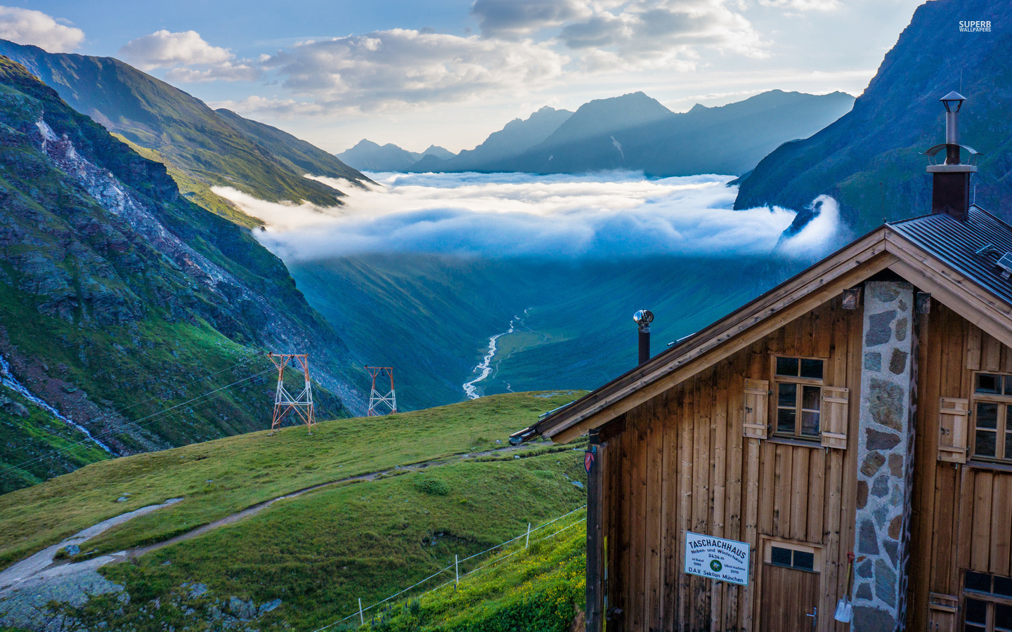 alpes, mountain, lake, cottage