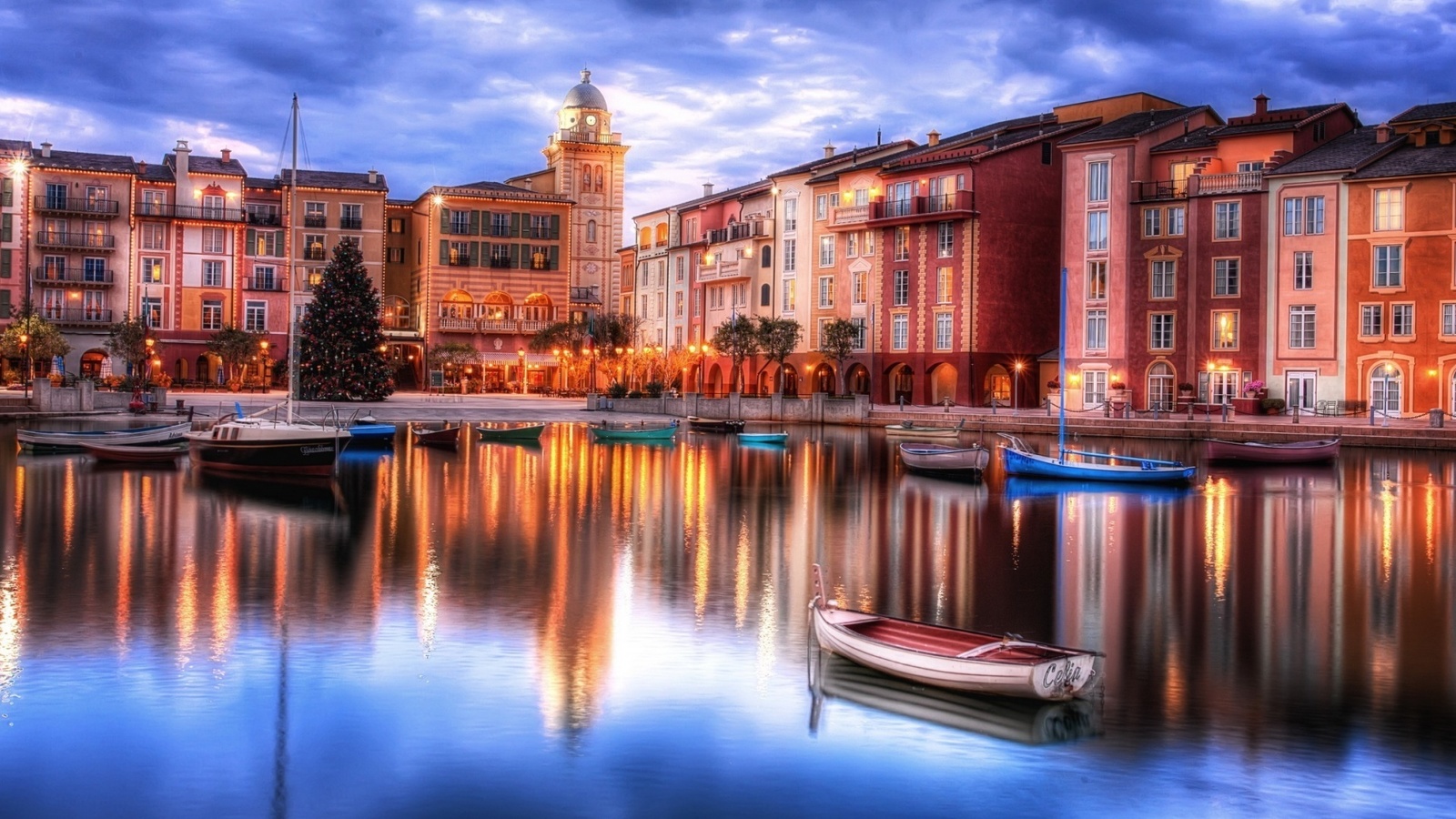 orlando, florida, usa, city, night, lights, reflextion, water