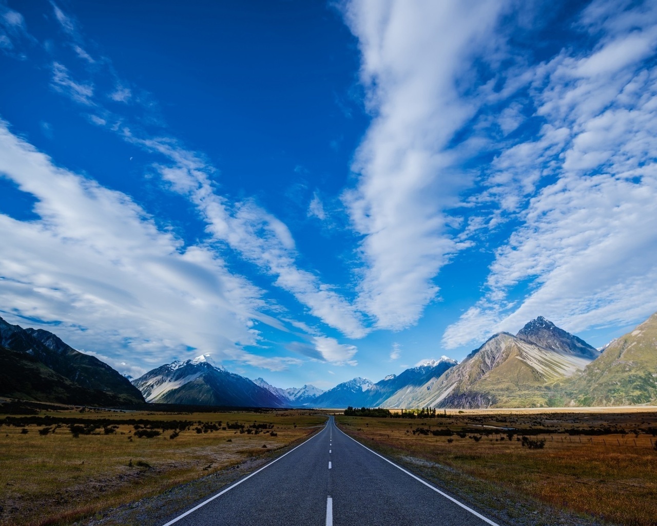 higway, road, mountain, sky