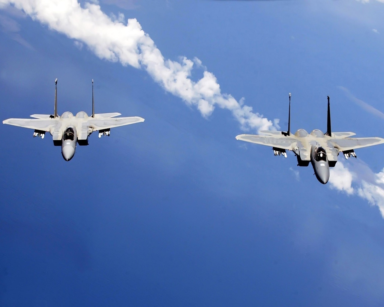 f-15, fighter, fly, sky, wings, gun