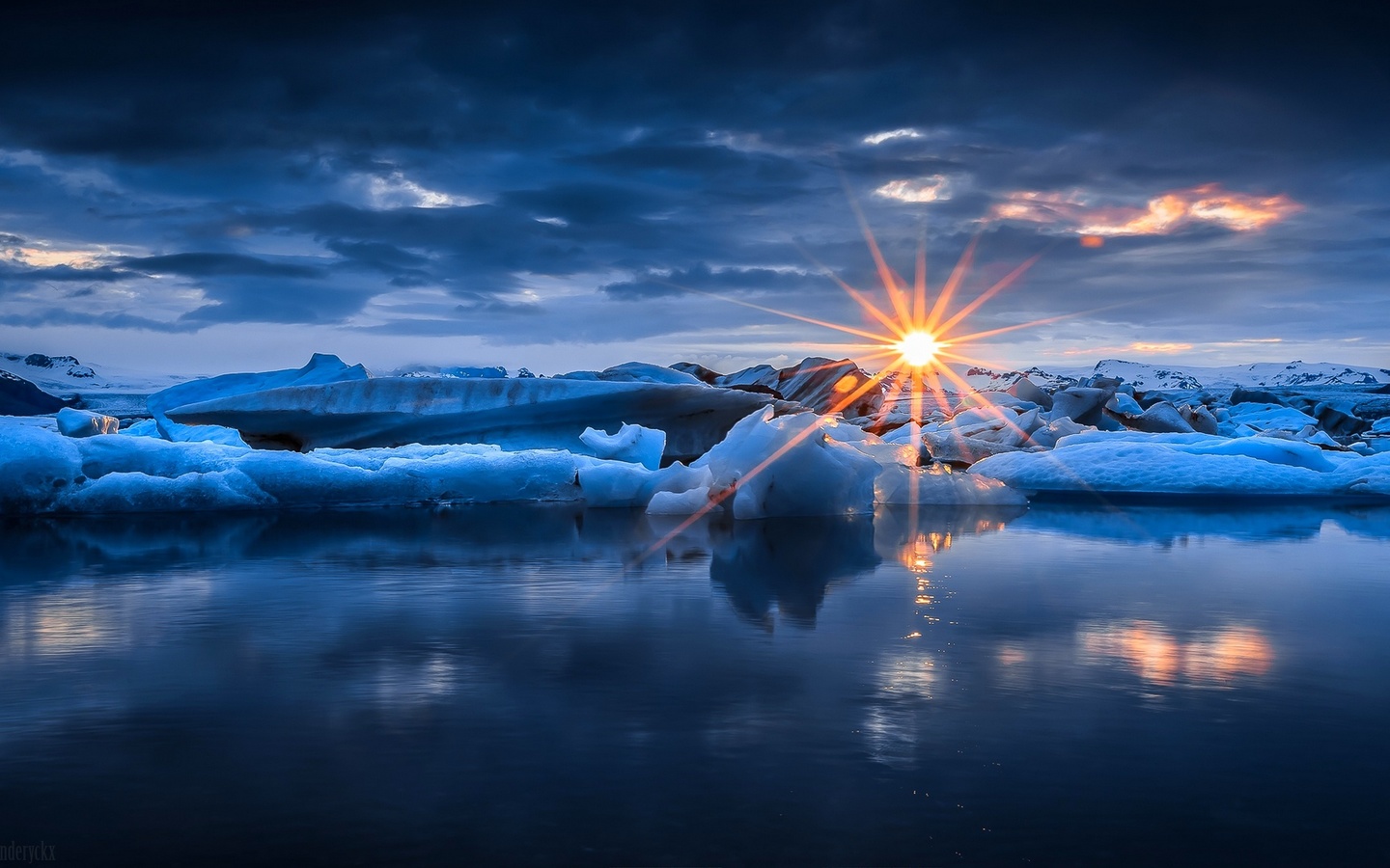 nature, sky, clouds, sunset, sun, sea, water, winter, snow, ice, rays