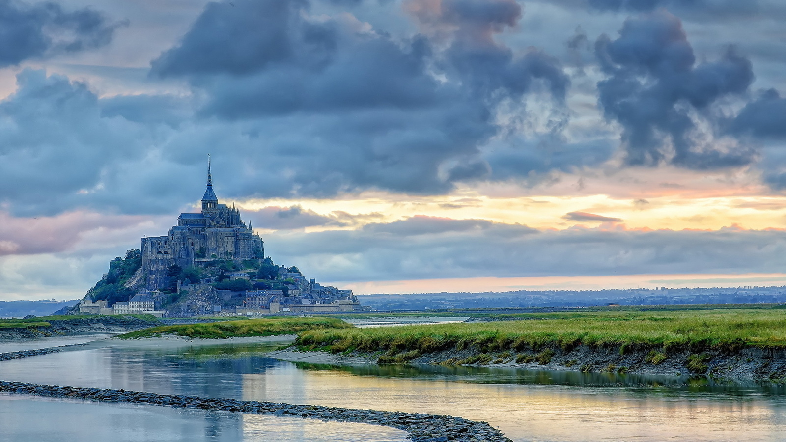 daybreak, mont saint-michel, , --