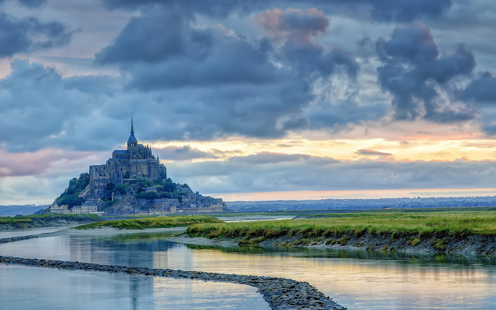 daybreak, mont saint-michel, , --