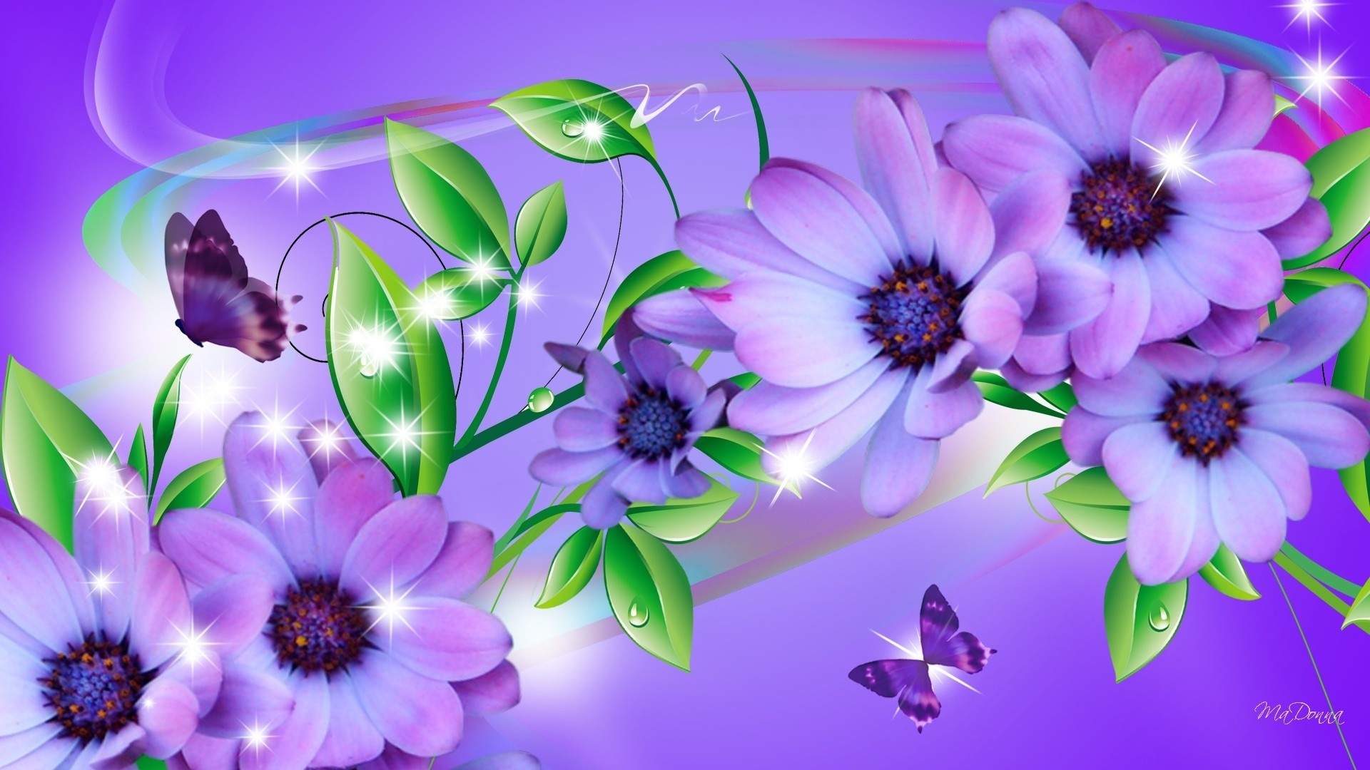 purple, flower, branch, cute