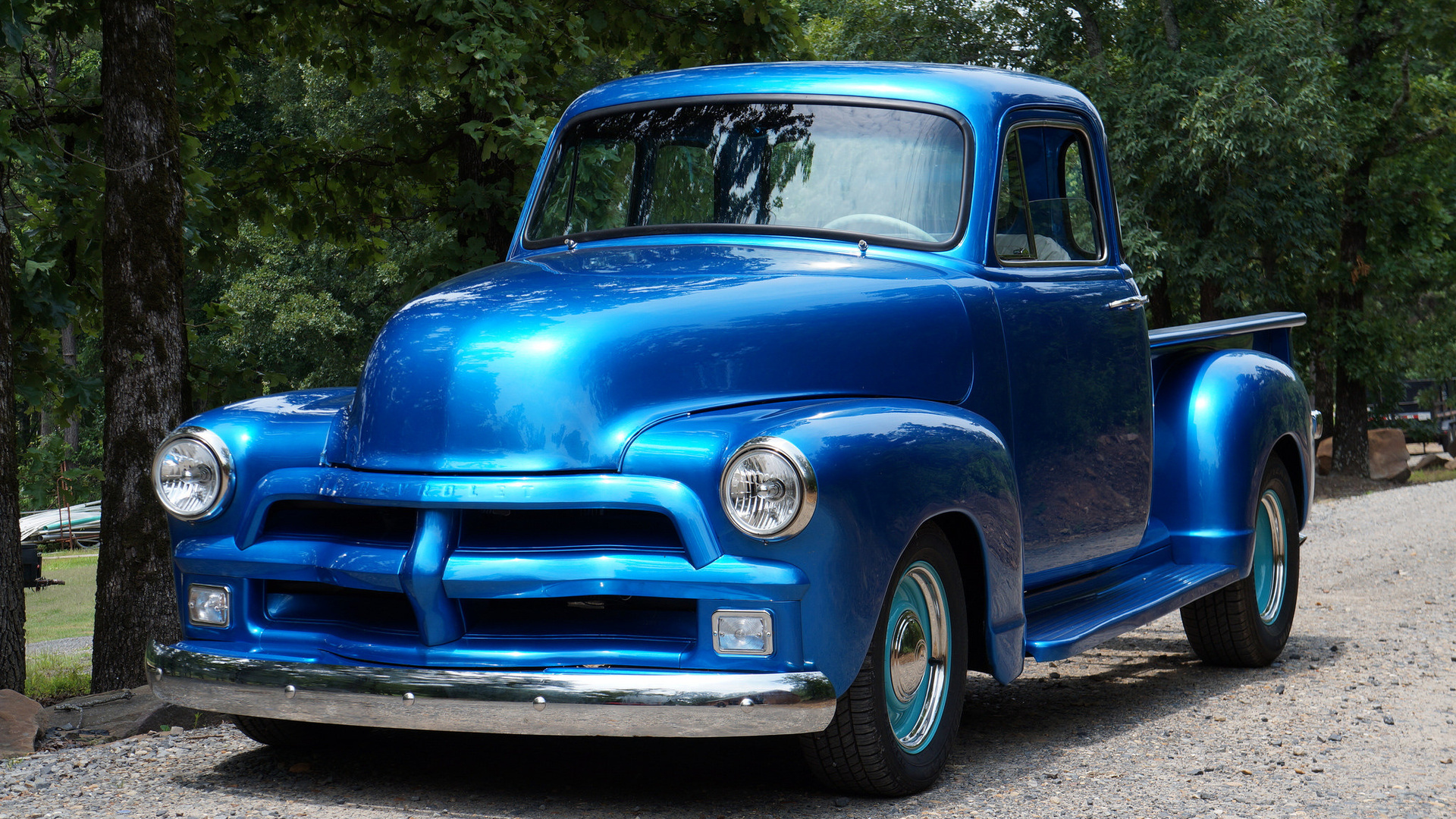 1954, chevy, truck, blue