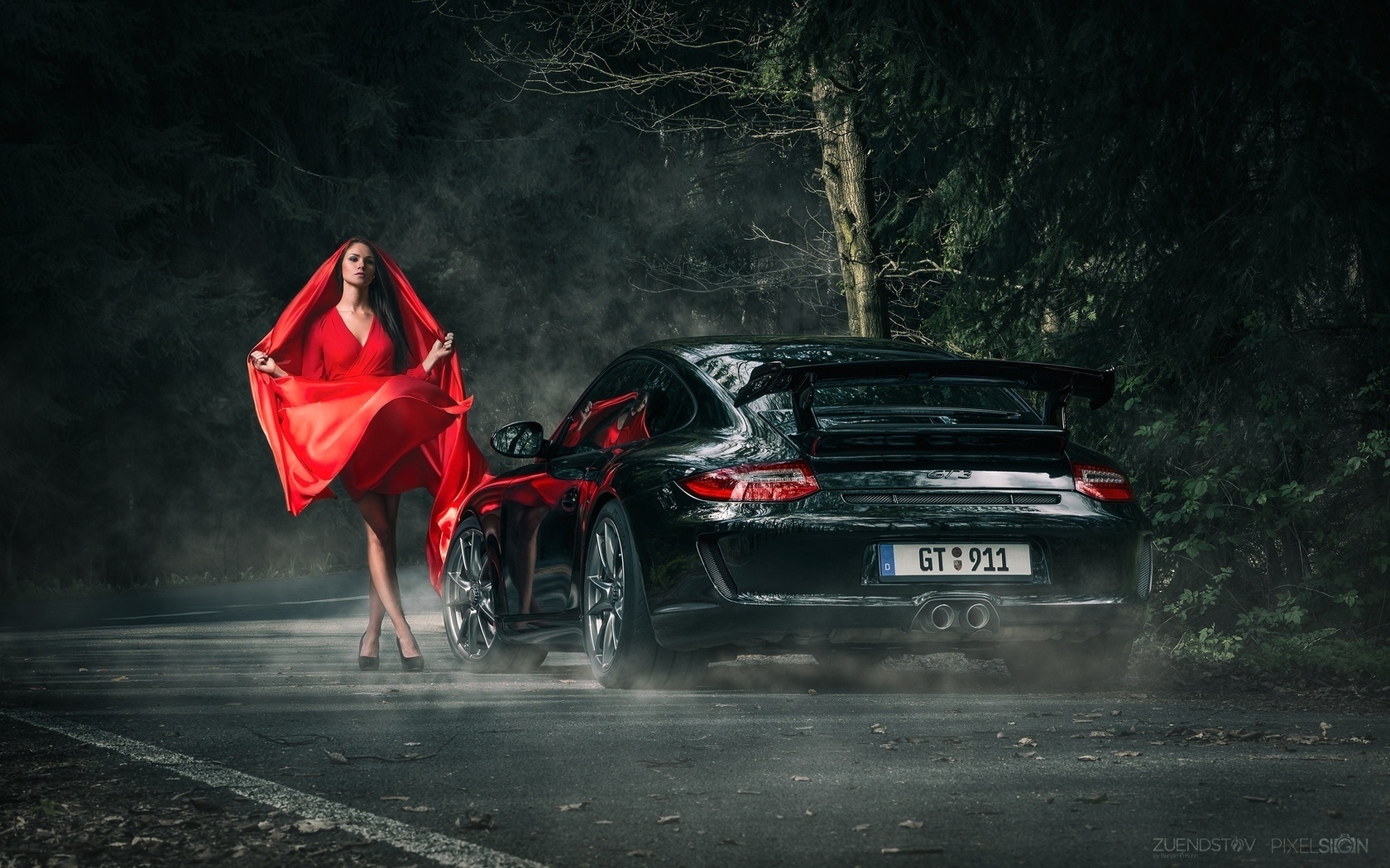 anne fritzsche, model, beautiful, red, porsche, 911, gt3, dark