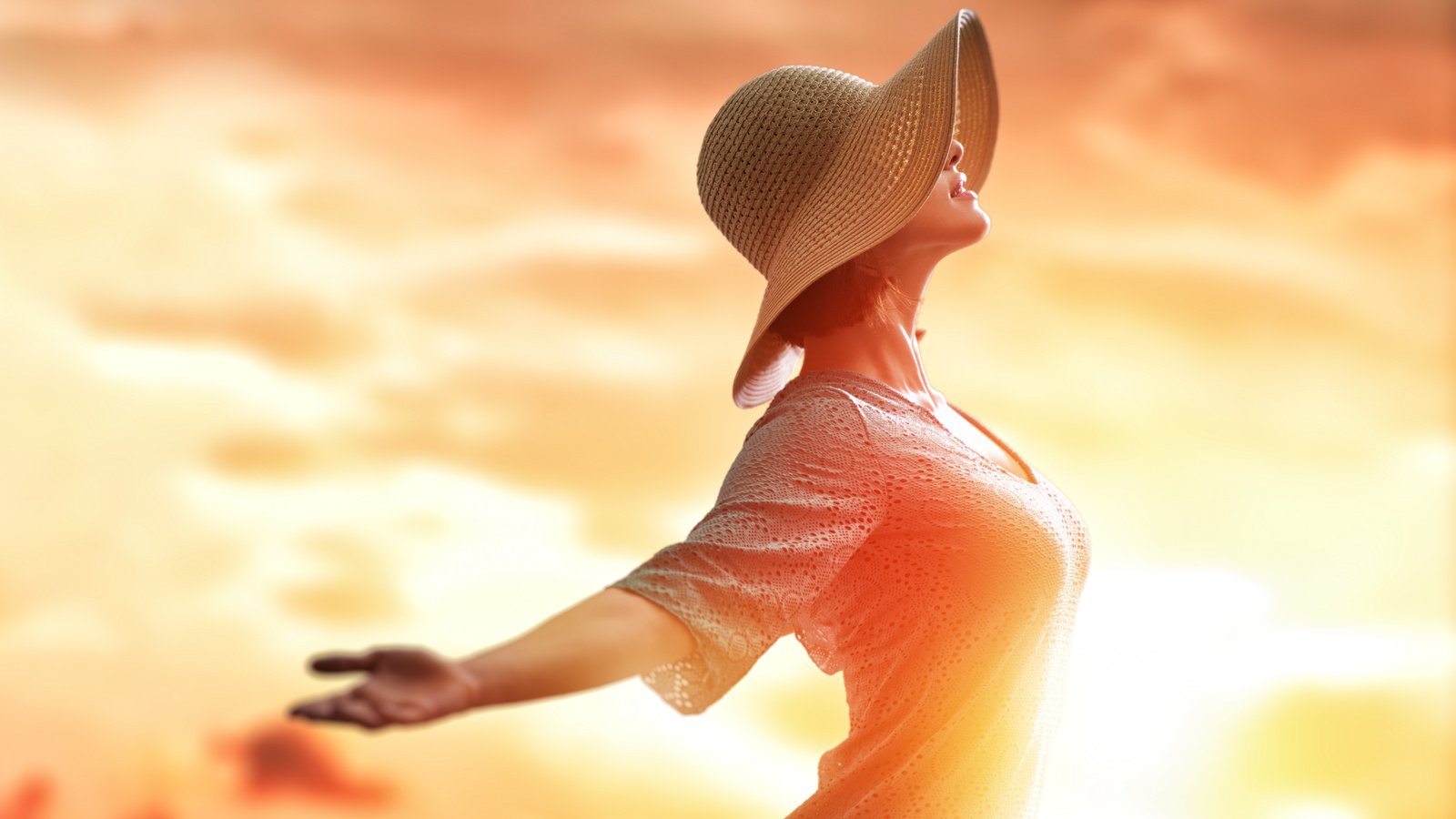 freedom, sunset, hat, woman