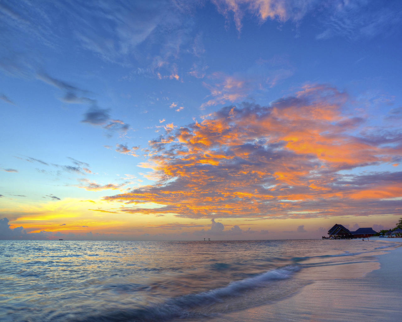 sunset, sky, maldives, landscape