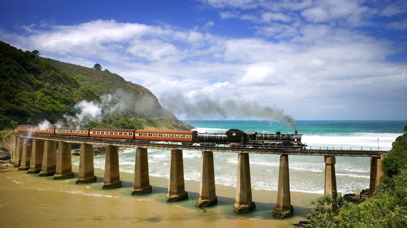 rail, way, train, bridge