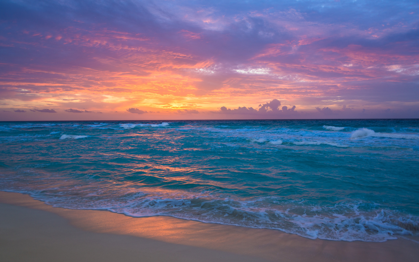 sunrise, cancun, mexico, caribbean sea