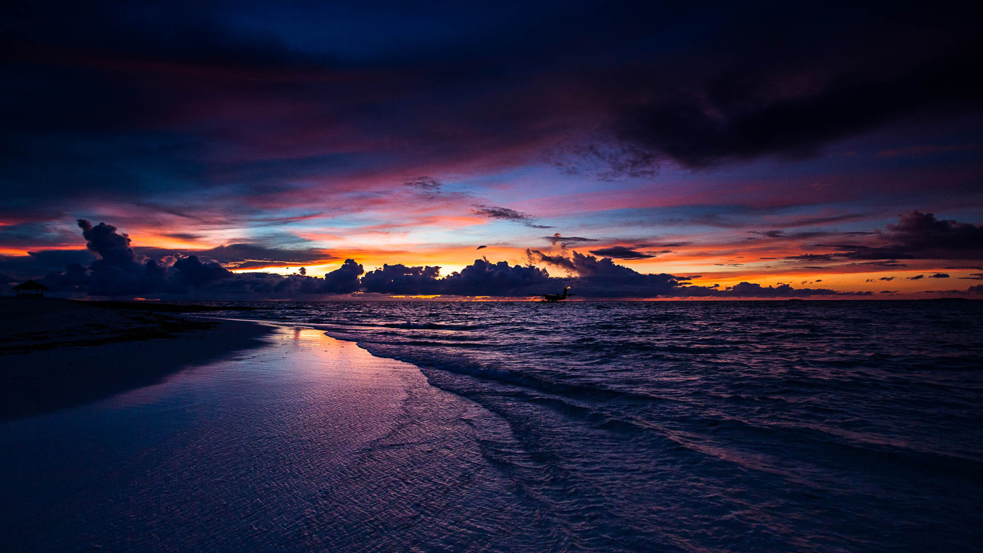 maldives, beach, sunset, nature, sea