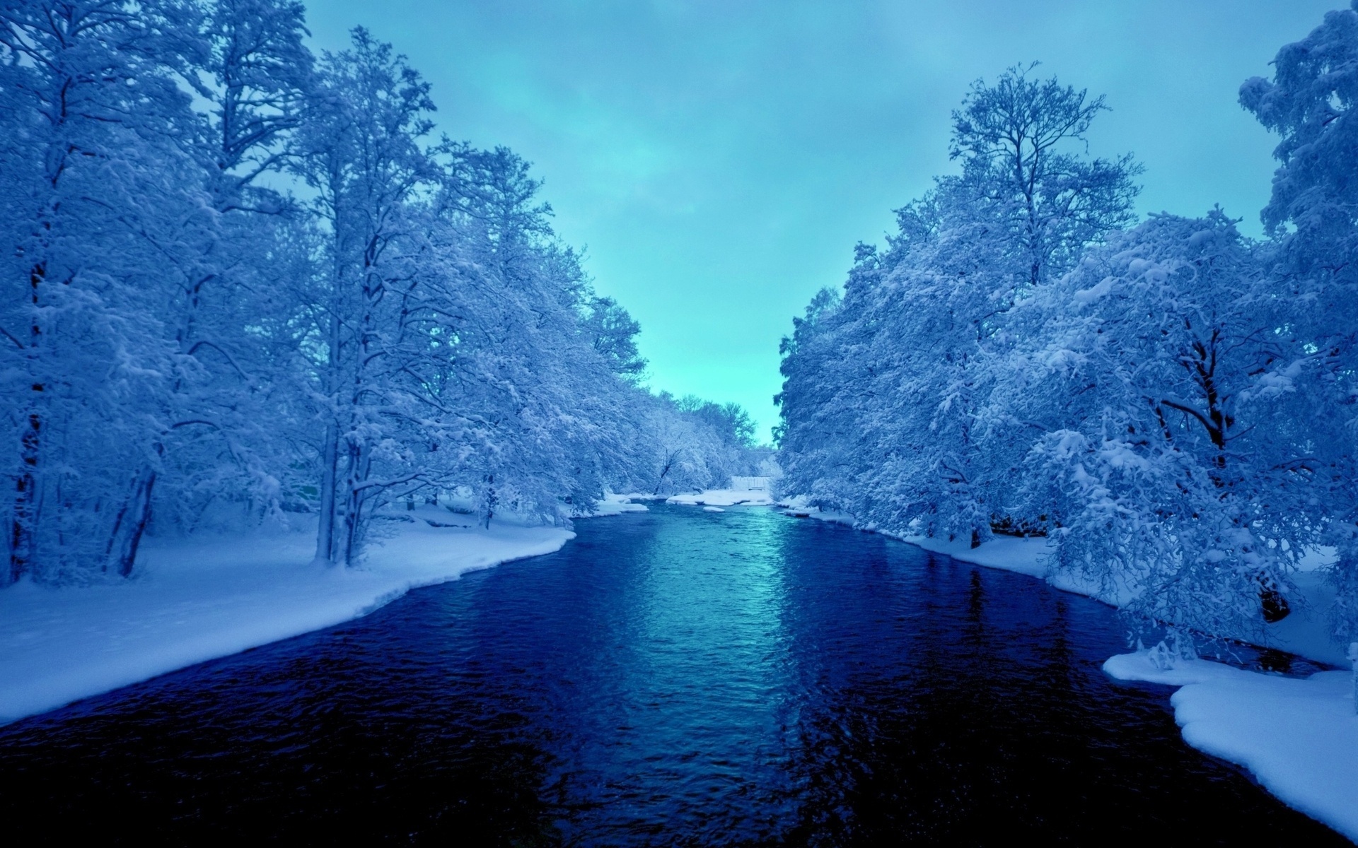 deep, blue, river, tree, snow, winter, , , , , , , , , , 