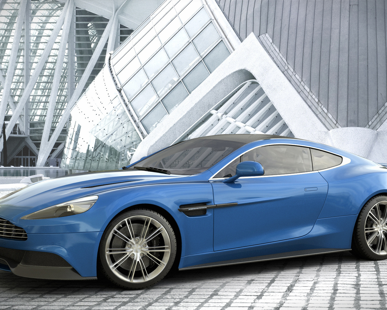 aston martin, vanquish, blue