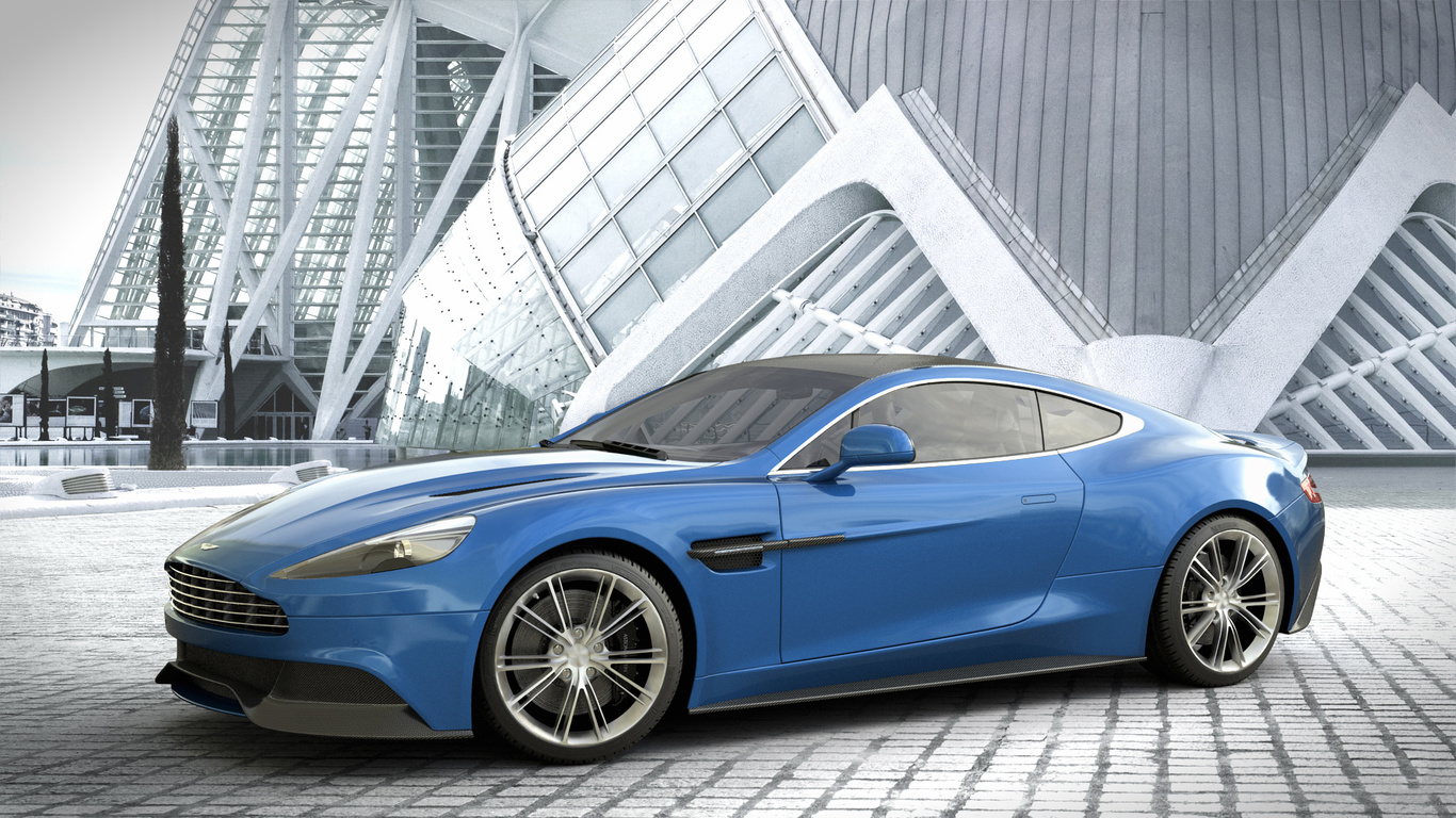 aston martin, vanquish, blue