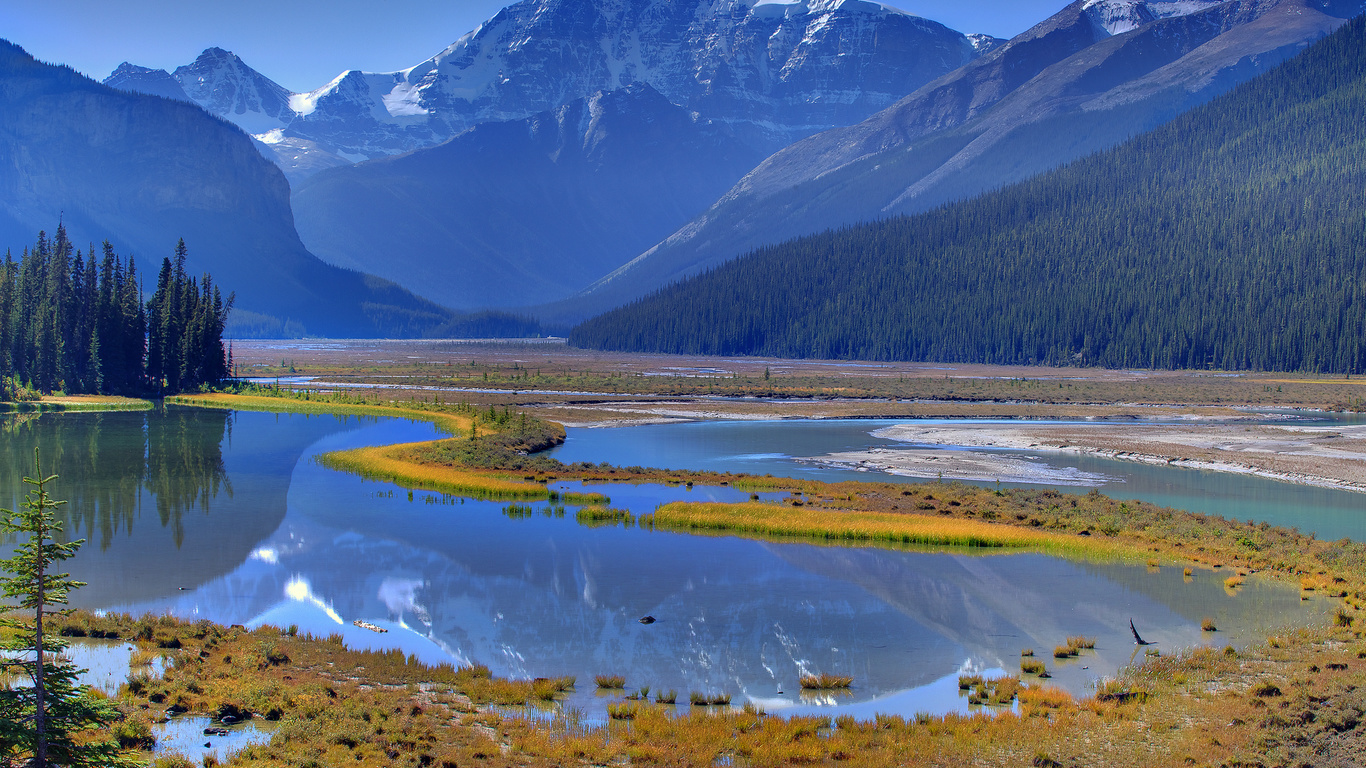 reflection patterns of nature - icefields parkway, banff national park, alberta, canada