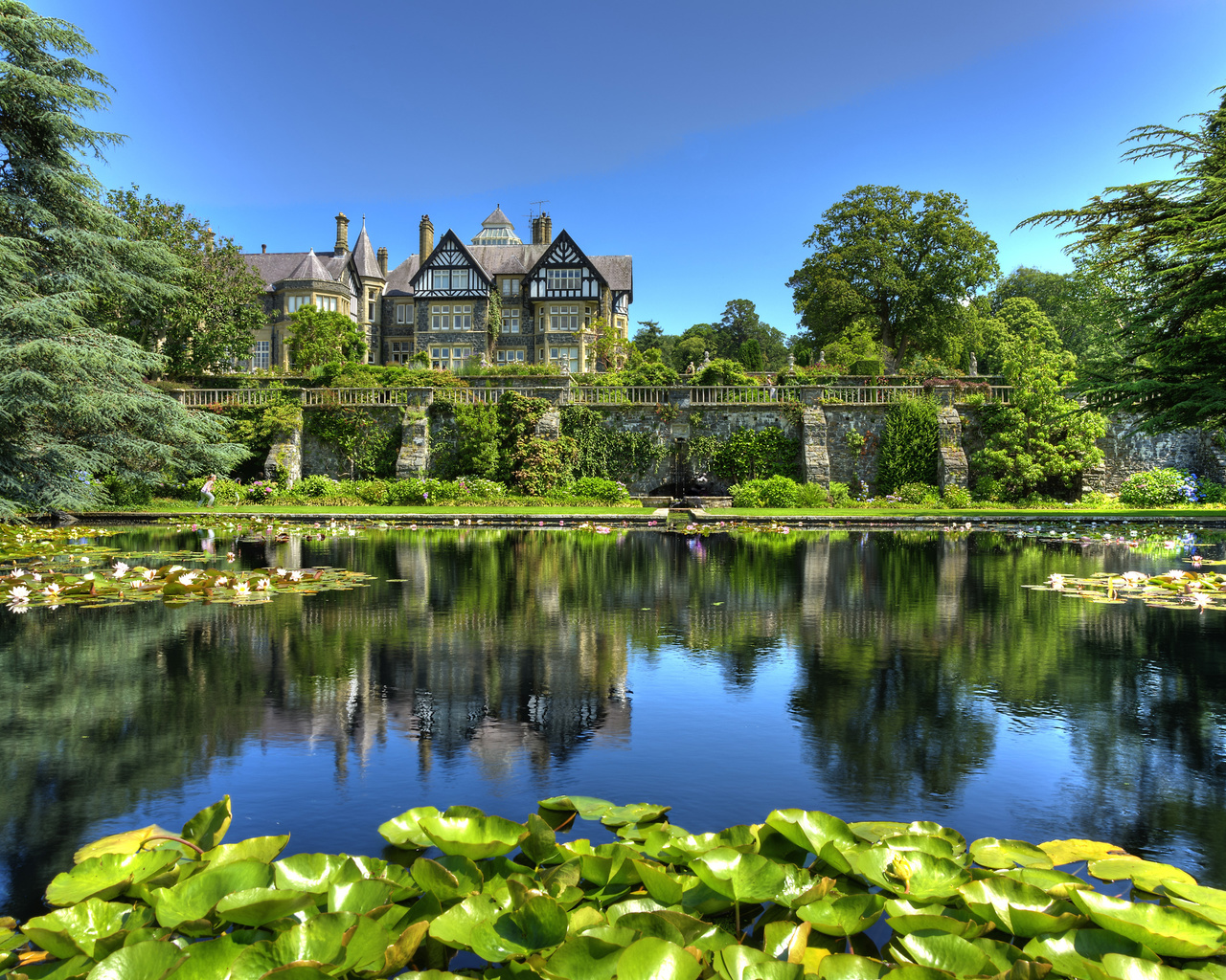 bodnant gardens, great britain, park, home, pond, trees, bodnant , , , , , 