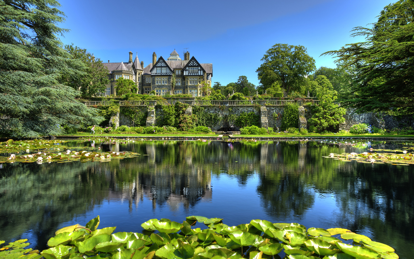 bodnant gardens, great britain, park, home, pond, trees, bodnant , , , , , 