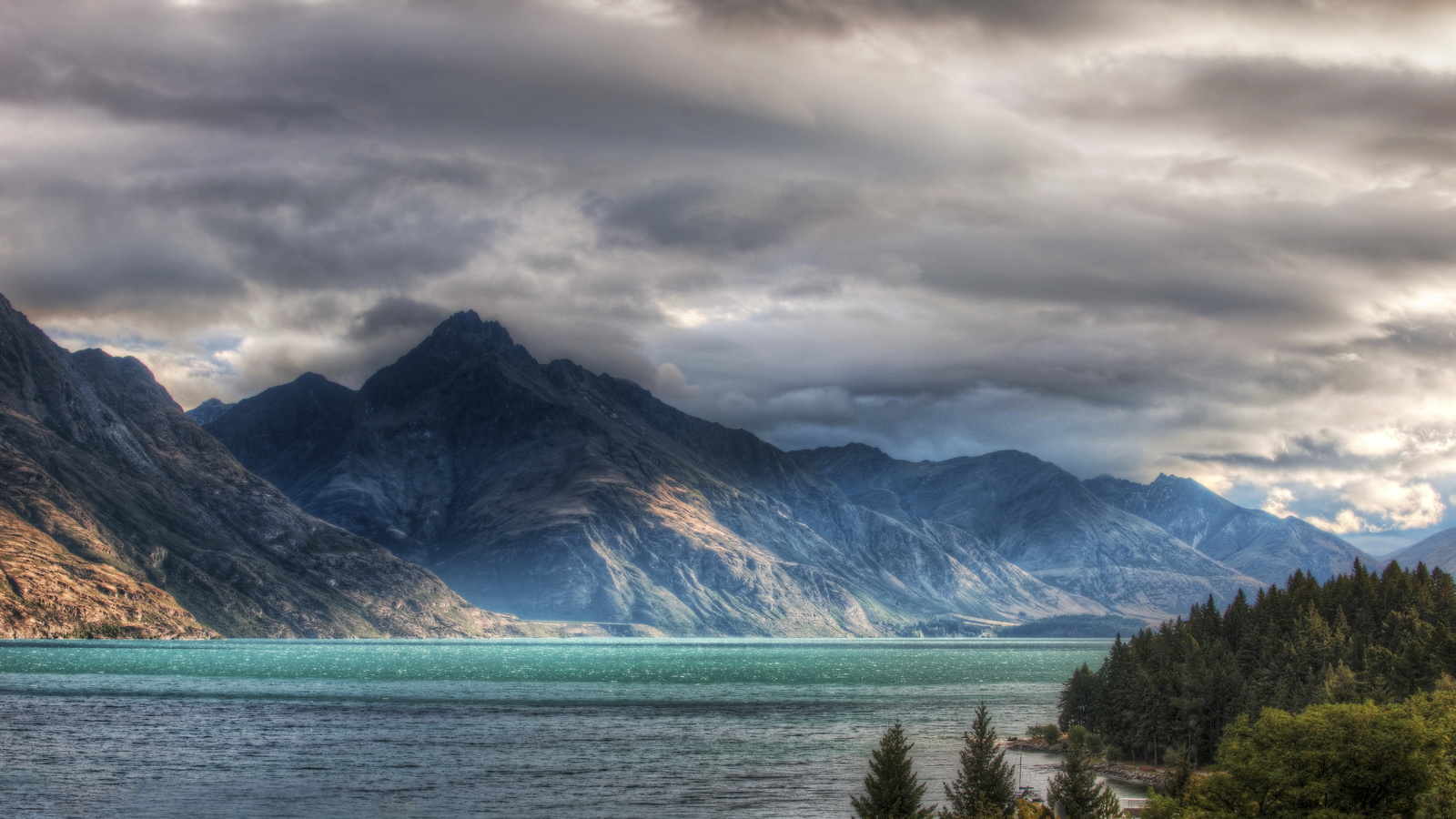 lake, new, zealand, mountains, sky, queenstown