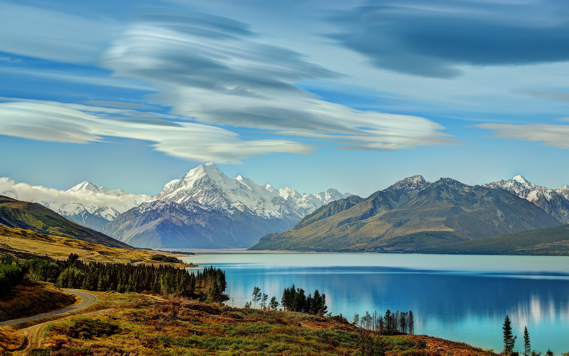 lake, new, zealand, mountains, landscape, sky