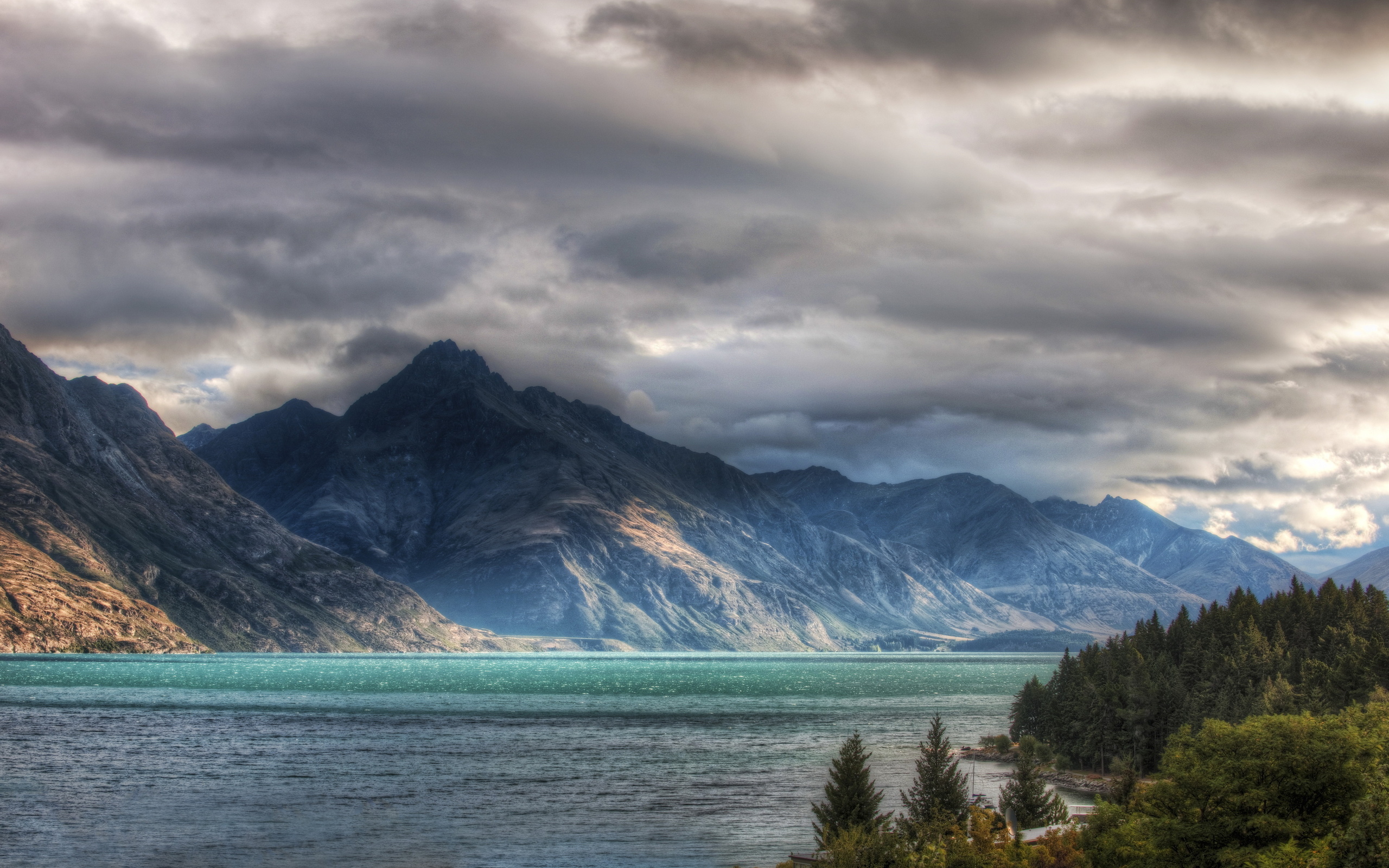 lake, new, zealand, mountains, sky, queenstown