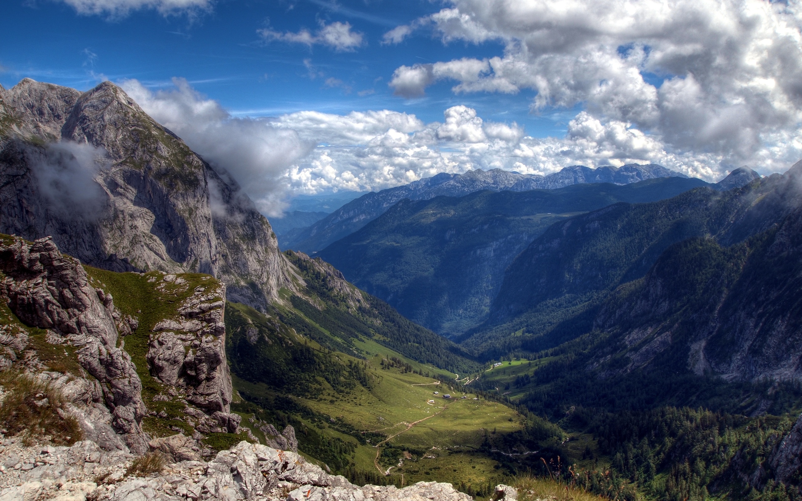 mountains, sky, stones, austria, clouds