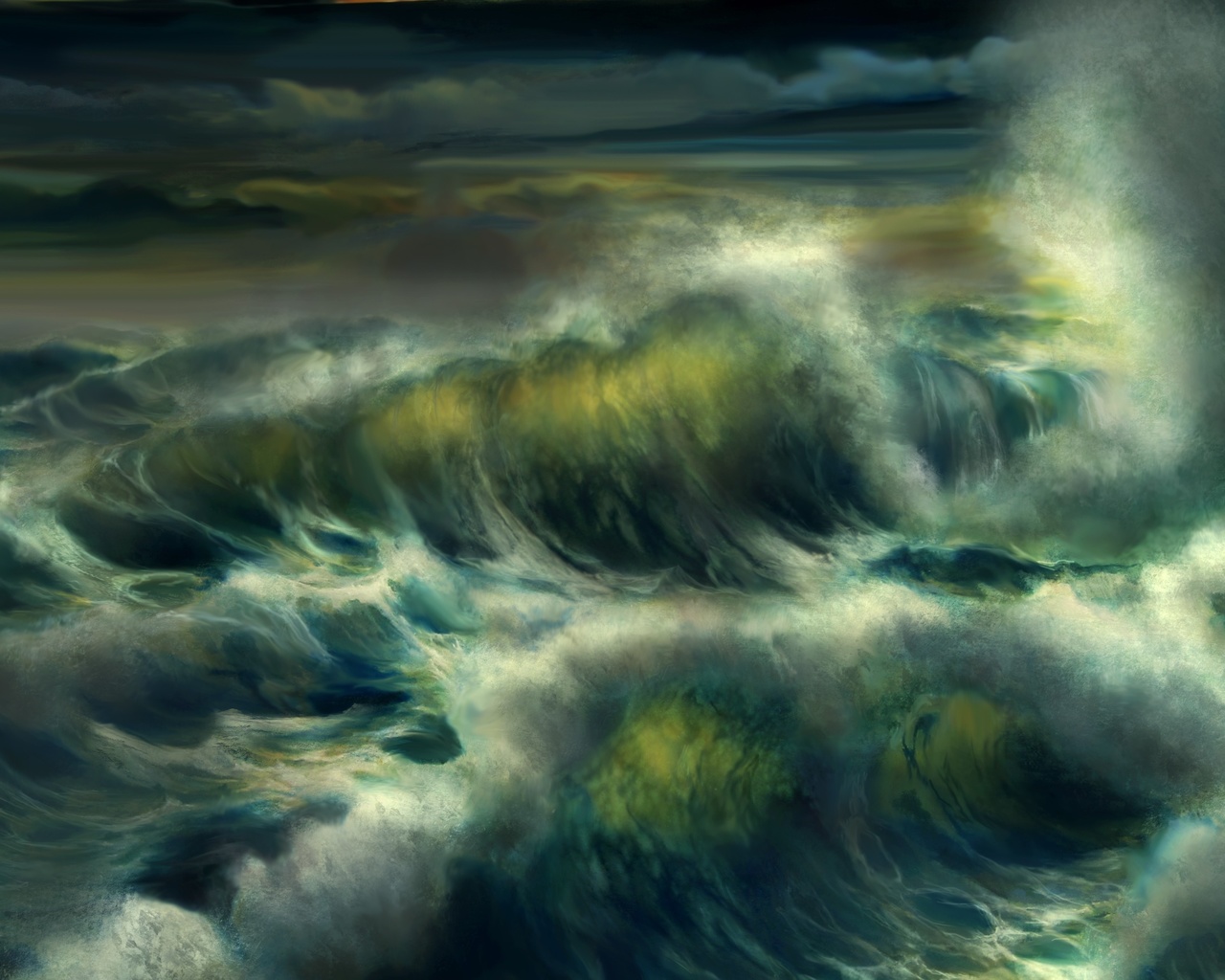 art, sea, storm, ocean, water, waves