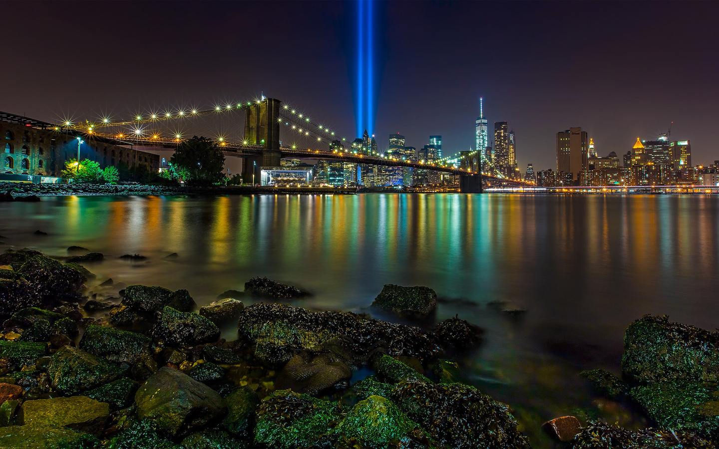 brooklyn bridge, manhattan, new york city, east river, tribute in light, brooklyn bridge