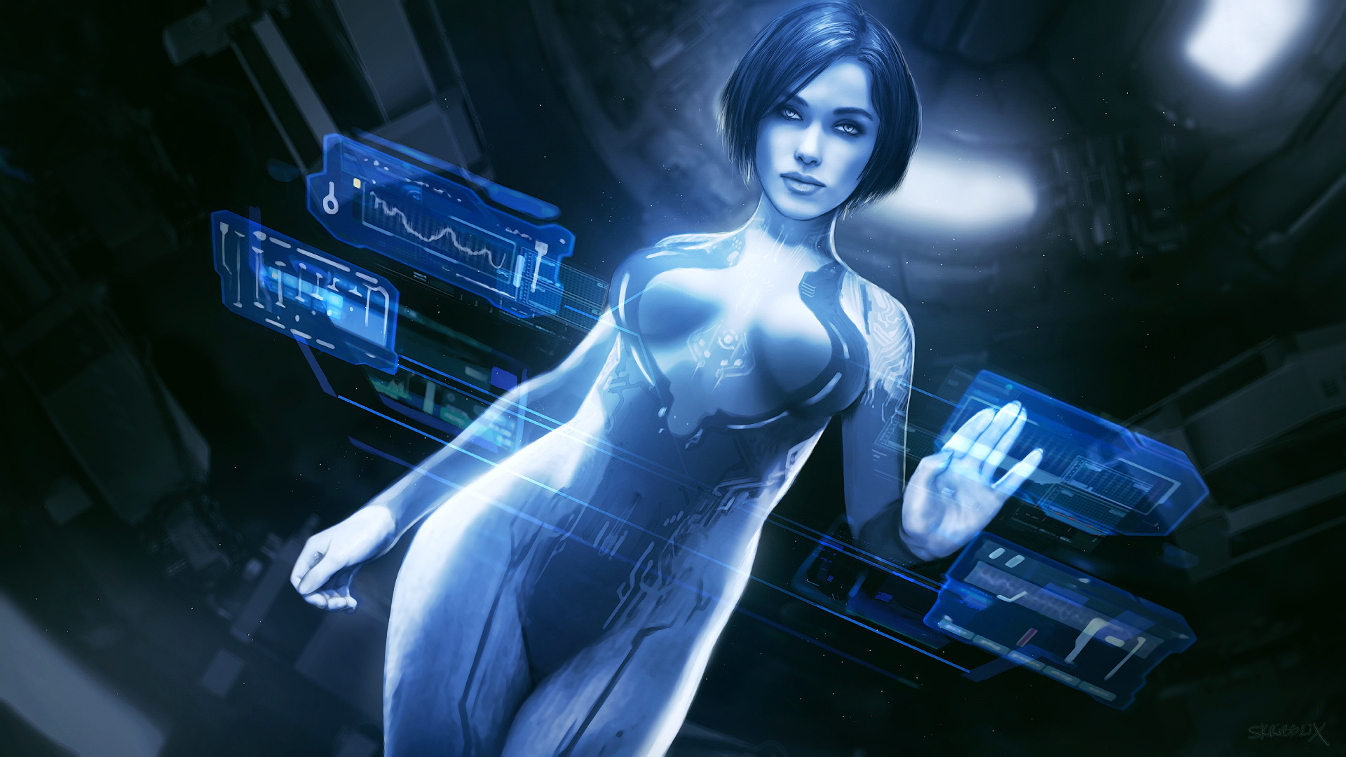 cortana, fan art, digital art, drawings, halo, , 