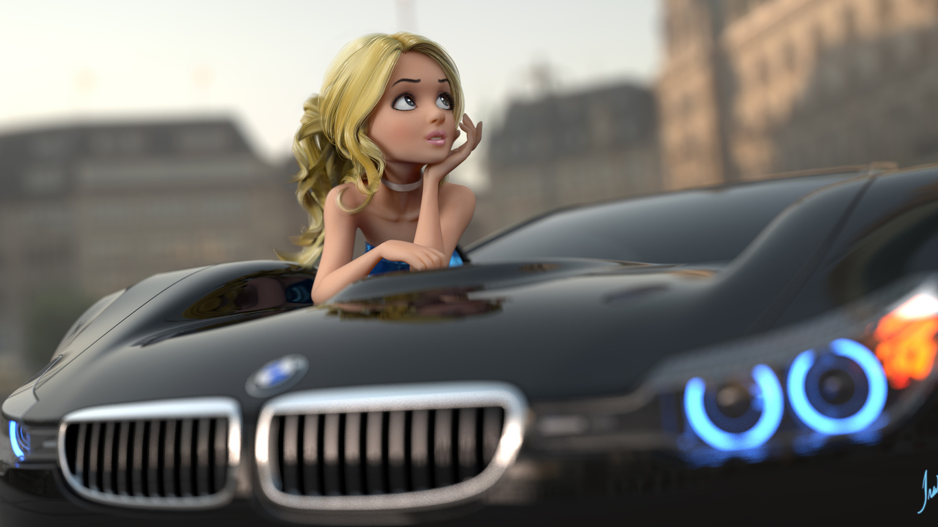 thalia, nice day, nice car, 3d