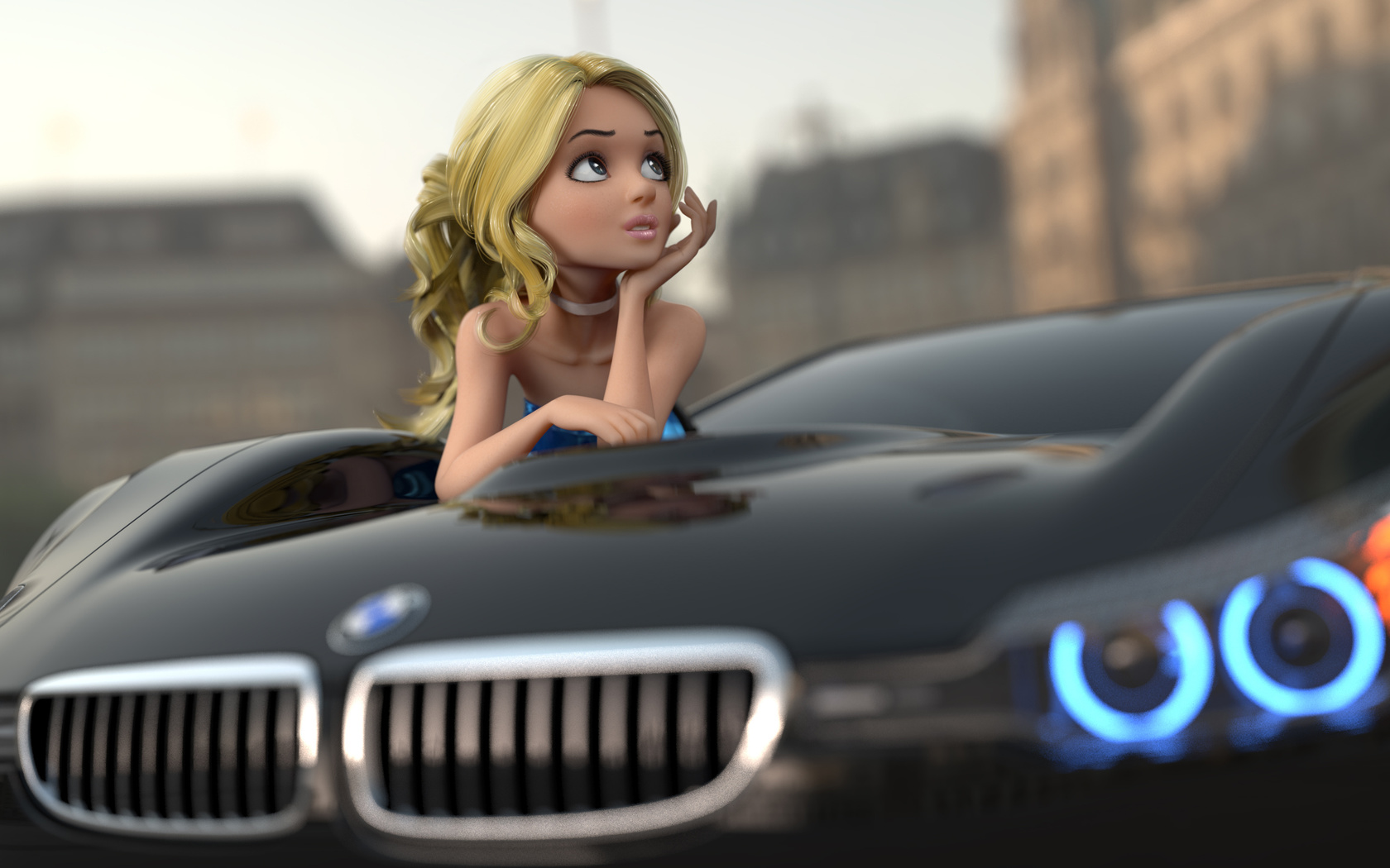 thalia, nice day, nice car, 3d