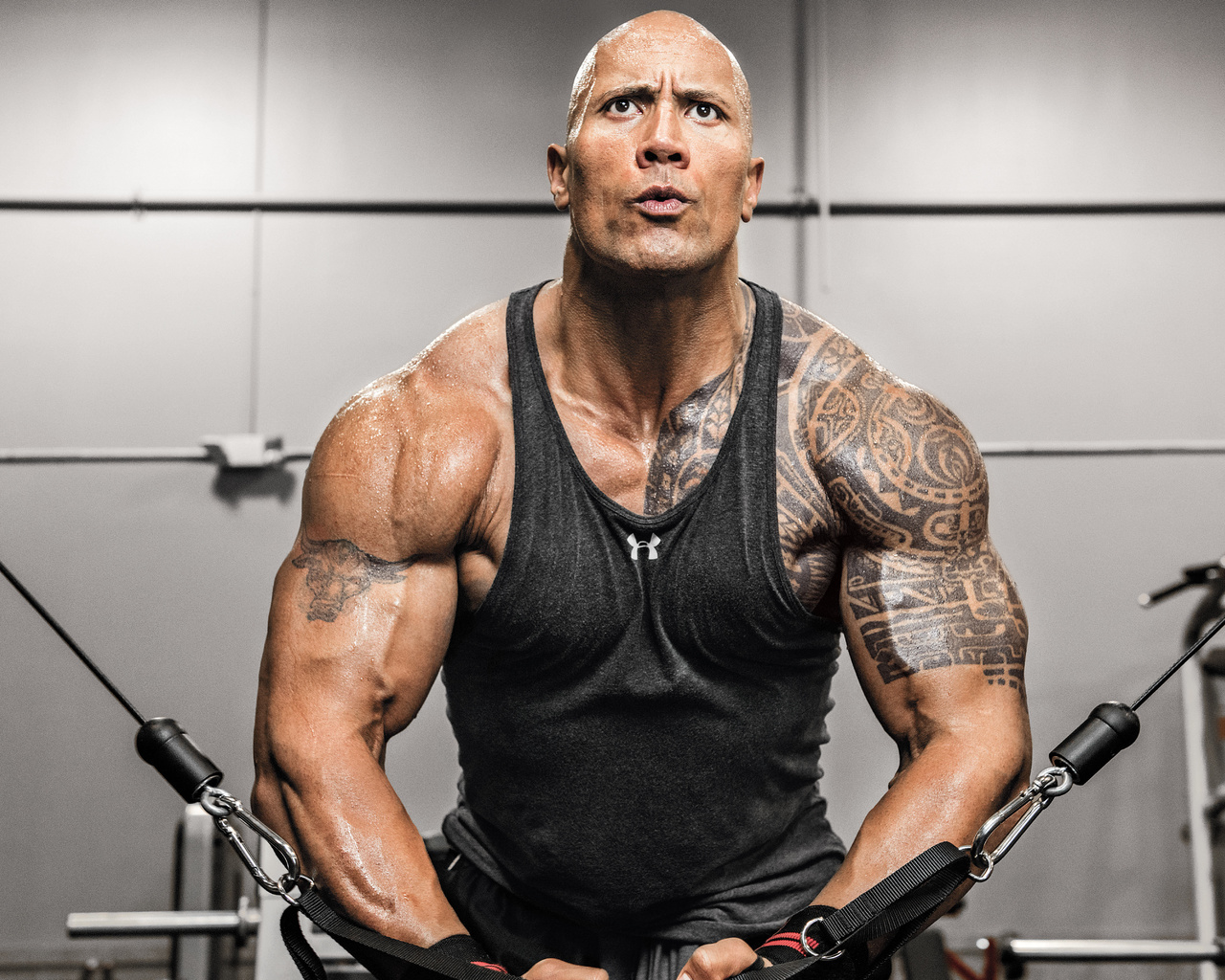 dwayne johnson, machine, the rock, gym, workout, tattoo