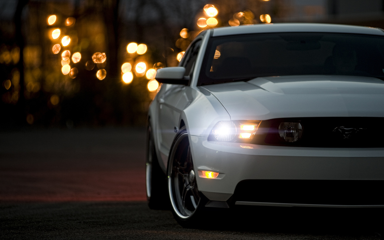 ford, mustang, white, muscle car, highlight